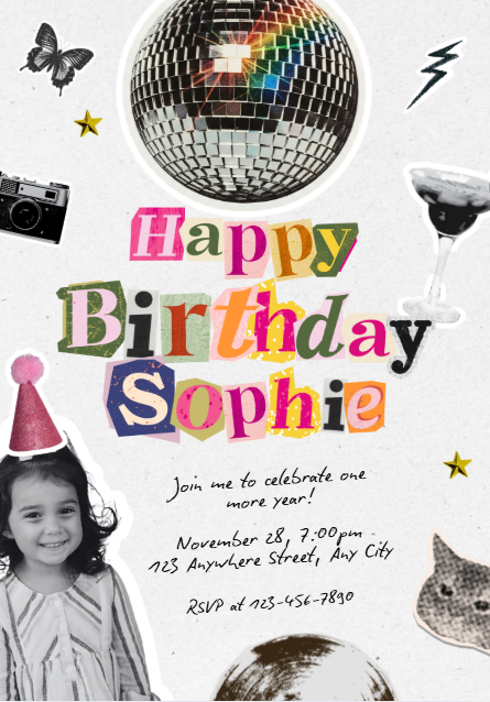 Custom Animated Birthday Invitation Template | Digital Birthday Dinner Invite | Digital Phone Invitation